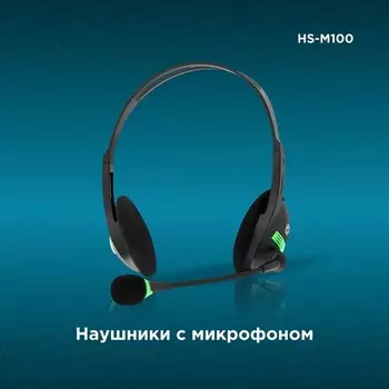 Наушники с микрофоном Оклик HS-M100 черный 1.8м накладные оголовье (1532004)