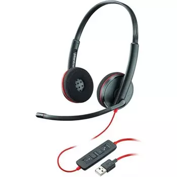 Наушники с микрофоном Plantronics Blackwire C3220 черный/красный 1.5м накладные оголовье (20 10046