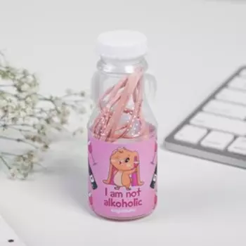 Наушники в бутылке, «Зайка», вакуумные, розовые
