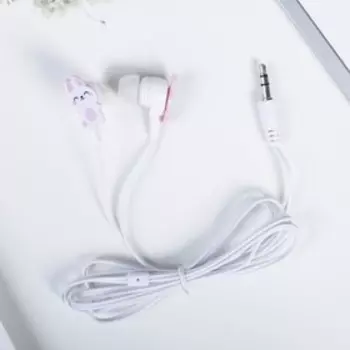 Наушники в пакете, «Зайка», вакуумные, белые