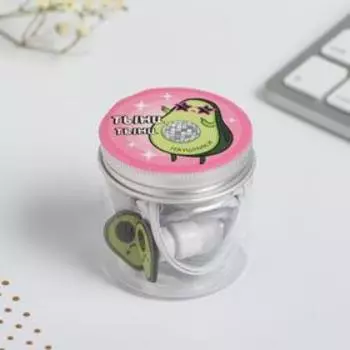 Наушники вакуумные с микрофоном в банке «Авокадо», 5 х 5 см