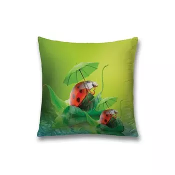Наволочка декоративная «Забавные божьи коровки», на молнии, размер 45х45 см