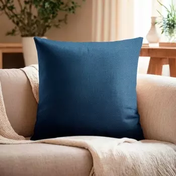 Наволочка декоративная "Этель" рогожка 45*45 см синий, 100% п/э