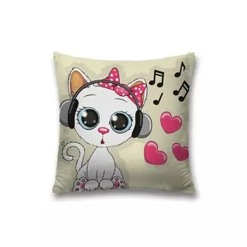 Наволочка декоративная «Кошке нравится музыка», на молнии, размер 45х45 см