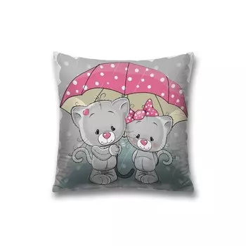 Наволочка декоративная «Котики прячутся под зонтом», на молнии, размер 45х45 см