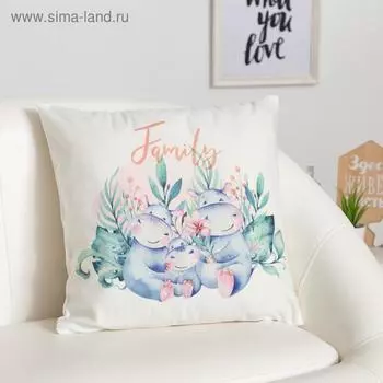 Наволочка декоративная Крошка Я «Бегемотики», размер 40х40 см