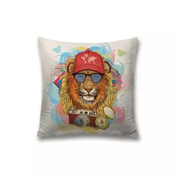 Наволочка декоративная «Стильный лев», на молнии, размер 45х45 см