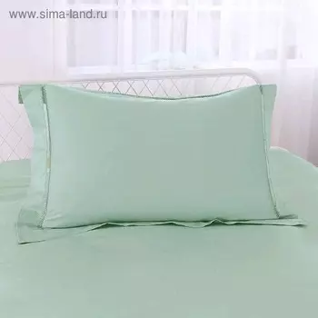 Наволочка «Изольда», размер 50х70 см - 2 шт, мережка, цвет изумруд