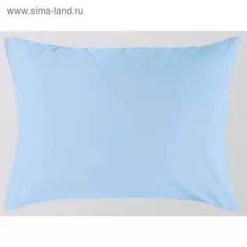 Наволочка на молнии, размер 52х74 см, голубой, сатин