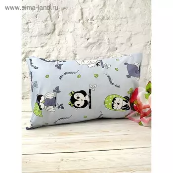 Наволочка, размер 40 60 см, бязь, принт совы