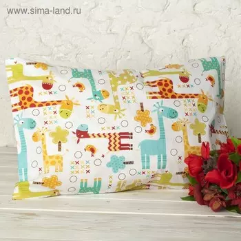Наволочка, размер 40×60 см, жирафики, бязь