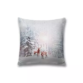 Наволочка декоративная «Олени в снегу», на молнии, размер 45х45 см