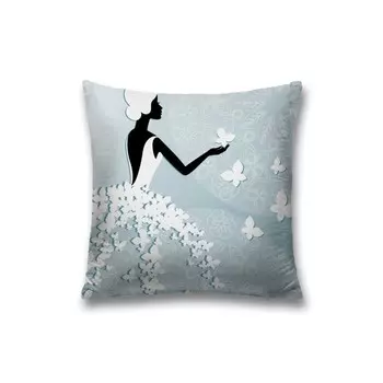 Наволочка декоративная «Девушка в платье из бабочек», на молнии, размер 45х45 см