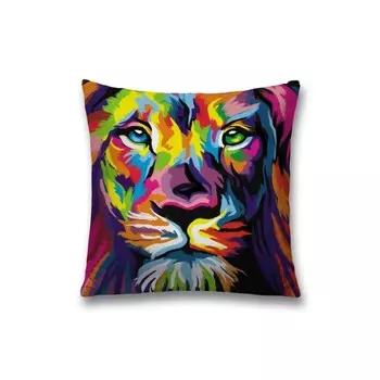 Наволочка декоративная «Лев в ярких красках», на молнии, размер 45х45 см