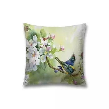 Наволочка декоративная «Птицы на ветке вишни», на молнии, размер 45х45 см