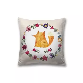 Наволочка декоративная «Лиса в цветах», на молнии, размер 45х45 см