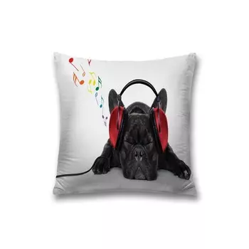 Наволочка декоративная «Пес-меломан», на молнии, размер 45х45 см