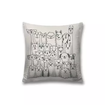 Наволочка декоративная «Семья котов и собак», на молнии, размер 45х45 см