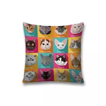 Наволочка декоративная «Породы котов», на молнии, размер 45х45 см