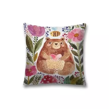 Наволочка декоративная «Добрый медведь в цветах», на молнии, размер 45х45 см