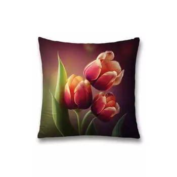 Наволочка декоративная «Букет тюльпанов», на молнии, размер 45х45 см