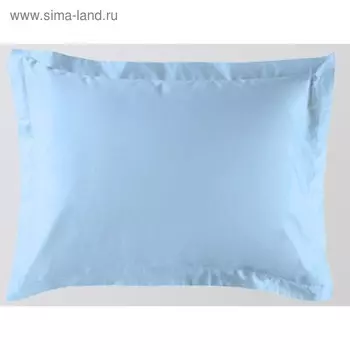 Наволочка с ушками и клапаном, размер 52х74 см, голубой, сатин