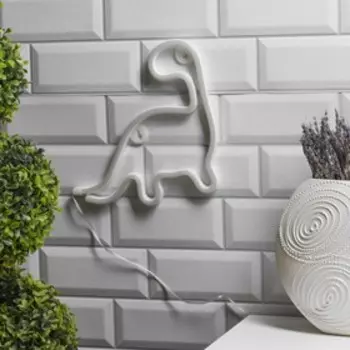 Неоновая вывеска «Динозавр» 24 24 см, батарейки ААх3 (не в комплекте), USB, свечение зелёное