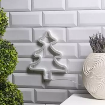 Неоновая вывеска «Ёлка» 20 25 см, батарейки ААх3 (не в комплекте), USB, свечение зелёное