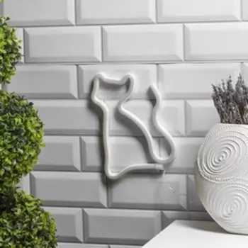 Неоновая вывеска «Кошка» 16 23 см, батарейки ААх3 (не в комплекте), USB, свечение розовое