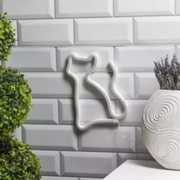 Неоновая вывеска «Кошка» 16 23 см, батарейки ААх3 (не в комплекте), USB, свечение тёплое белое