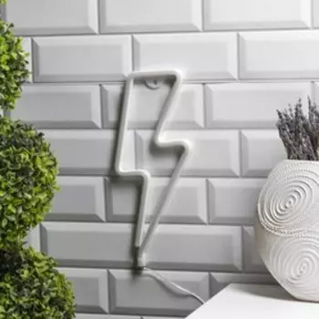 Неоновая вывеска «Молния» 13 33.5 см, батарейки ААх3 (не в комплекте), USB, свечение голубое