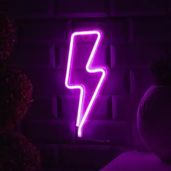 Неоновая вывеска «Молния» 13 33.5 см, батарейки ААх3 (не в комплекте), USB, свечение розовое