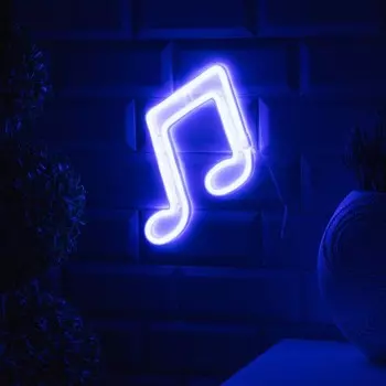 Неоновая вывеска «Ноты» 19 21 см, батарейки ААх3 (не в комплекте), USB, свечение голубое