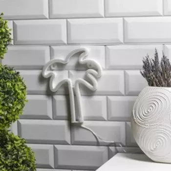 Неоновая вывеска «Пальма» 19.5 23 см, батарейки ААх3 (не в комплекте), USB, свечение зелёное