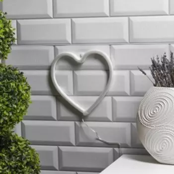 Неоновая вывеска «Сердце» 20 20 см, батарейки ААх3 (не в комплекте), USB, свечение тёплое белое