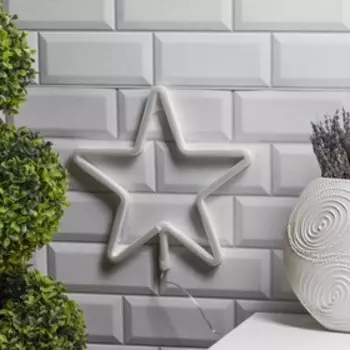 Неоновая вывеска «Звезда» 28 28 см, батарейки ААх3 (не в комплекте), USB, свечение голубое