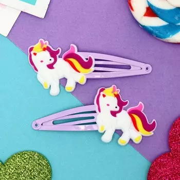 Невидимка для волос "Абель" (набор 2 шт) весёлый единорожек, 5 см