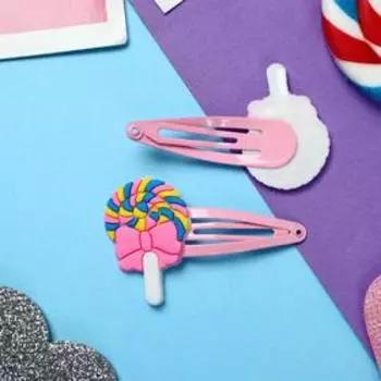 Невидимки для волос «Абель», набор 2 шт., леденцы, 5.5 см, розовый