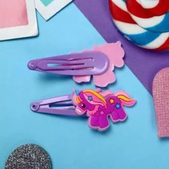 Невидимка для волос "Абель" (набор 2 шт) пони, 5,5 см, фиолетовый