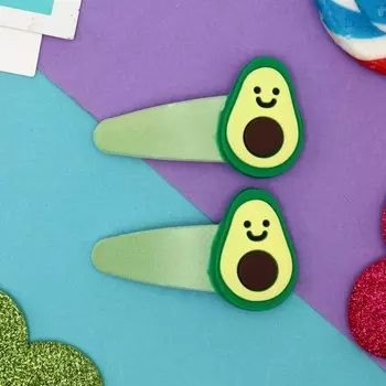 Невидимка для волос "Лолия" (набор 2 шт) милый авокадо, 5,5 см, зелёный