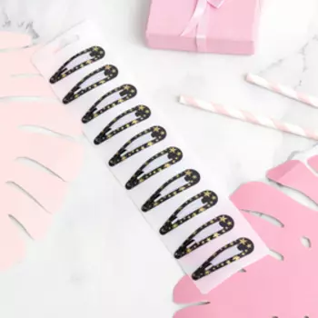 Невидимки для волос «Ночка», набор 10 шт., чёрно-золотые