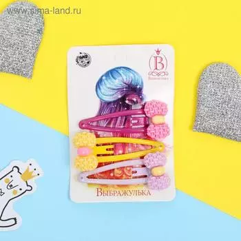 Невидимка для волос "Плетёнка" 4,5 см бантики (набор 3 шт) микс