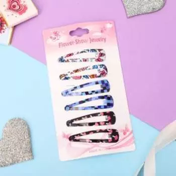 Невидимка для волос "Селена" (набор 6 шт) лесная сказка, 4,5 см