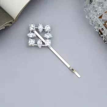 Невидимка для волос «Вивьен», куб, 5 см, серебро