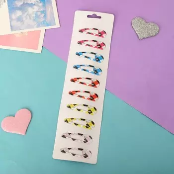 Невидимки для волос "Милана" (набор 10 шт) цветная клетка, 4,5 см