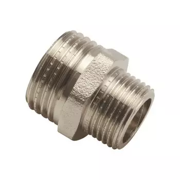 Ниппель переходной AQUALINK, 1/2" х 1", наружная резьба, никелированная латунь