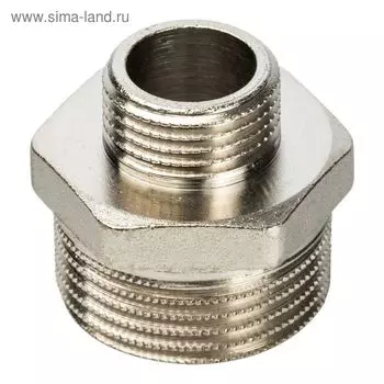Ниппель переходной STOUT SFT-0004-000112, 1" х 1/2", наружная резьба, никелированная латунь