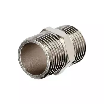 Ниппель ZEIN, 1/2", наружная резьба, никелированная латунь, фасовка 5 шт.