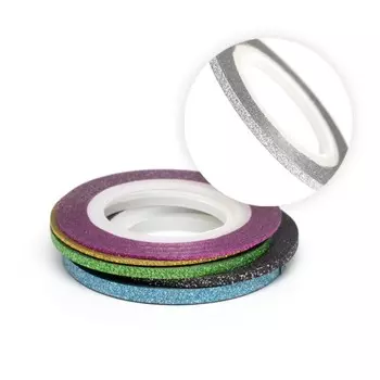 Нить для дизайна ногтей на клеевой основе TNL, 2 мм, перламутровая, серебряная