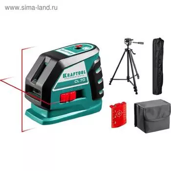 Нивелир лазерный KRAFTOOL CL-70, 20м/70м, IP54, ±0.2 мм/м, штатив, 4хАА, в коробке